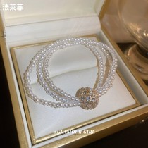 Crystal pearl multi-layer winding bracelet French vintage niche design sense bracelet fashion personality temperament hand ornament woman