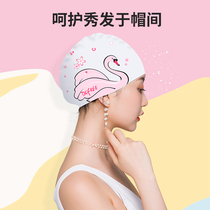Duofanlin swimming cap female cute printed Korean fashion swimming cap large long hair waterproof non-le head silicone swimming cap
