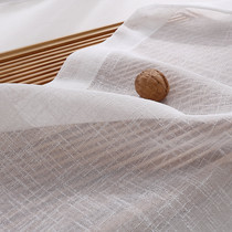 Window screen custom-made cross hemp yarn modern simple hemp texture club living room balcony floating window screen# Small Day