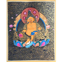 Pure hand-painted thangka yellow Wealth God high 38cm shanwui collection Nepal Thangka Art Painting Academy TS27