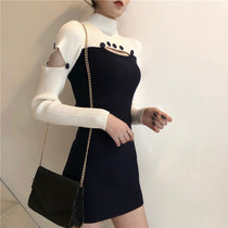 Buttock sweater skirt womens 2021 autumn and winter New design feel tight-fitting inboard slim knit dress skirt