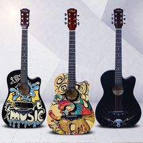 Graffiti Guitar Beginners Male and Female Students Common Musical Instruments Beginners Practice Wooden Guitar 38-inch Folk Musical Instruments