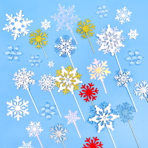Christmas Snowflake Frozen Cake Decoration Snowflake Decoration Ice White Snowflake Christmas Landscape Potted Decoration