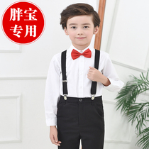 Children's costume white shirt trousers suit Boys fatten and increase the size of children's clothing Student flower girl dress