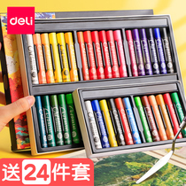 Dolei heavy color oil painting stick 24 color professional grade soft oil color crayon set art student painting pigment stick safe non-toxic washable macaron color beginner special scraper