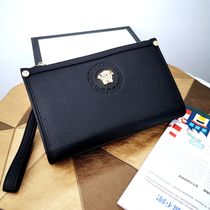 Light luxury fan family large-capacity mens clutch Medusa mens handbag leather casual clutch bag cowhide envelope bag