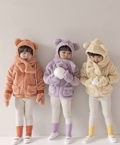 Milk Dads Home Kinder New Children Soft Cute Little Bear Plush Coat Hat Suit 3Z