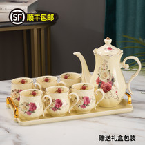 Nordic Light Lavish Ceramic Water Cup Suit Home Living Room High Temperature Resistant Tea Cup Teapot With Lid Tea Set Gift Suit