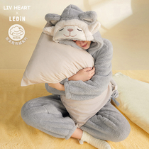 LIVHEART Lechi joint Fox couple pajamas suit women cute warm winter can wear home clothes