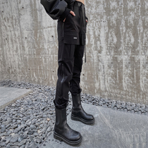 Black Universe Pants Womens Thin Joker Foot Sports High Waist Black Tide ins Europe and America Spring and Autumn High Street overalls