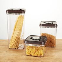 Square vacuum sealed tank vacuum food storage tank fresh box transparent plastic tank with spoon