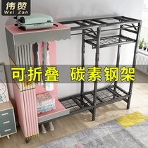 Reinforced simple wardrobe Strong and durable steel pipe bold folding cloth cabinet household storage installation-free cloth locker