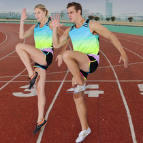 Track and field training suits men and women professional competition sportswear tight marathon running shorts childrens vest set