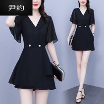 Yin Yo Black Snowspun Professional Temperament Suit Women 2022 Summer Dress New Ocean Air Weight Reduction Fashion Famous Yuan Shorts Two