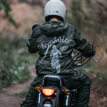 Foru Garage Light Retro Jungle Breathable Locomotive Riding 3M Reflective Split Rain Water Submachine Clothing