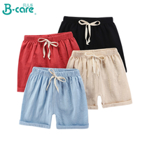 Childrens cotton shorts for boys and girls five-point pants cotton linen summer sports beach pants for children wearing shorts pants