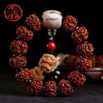 This ancient building Nepal red meat big five-petal King Kong Bodhi wood hand string Buddha beads bracelet Pixiu accessories