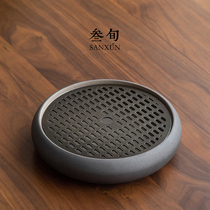 Thirty-year rust tea tray household water storage type dry bubble tea tray ceramic tea set tea tray simple retro small tea table