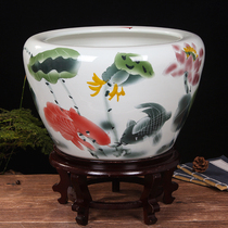 Jingdezhen ceramic fish tank large fish basin Turtle lotus basin Household bowl lotus water lily basin goldfish living room ornaments