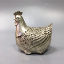 Antique miscellaneous collection antique bronze white copper gilt silver study home furnishings handicraft small hen big good luck