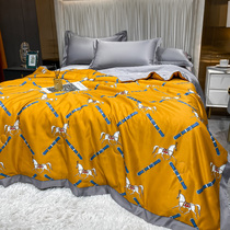 Summer washable Tencel air conditioner is summer cool quilt four-piece Ice Silk summer quilt double silk silky thin quilt