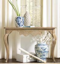 American country log wipe white porch living room decoration table French solid wood retro modern porch table back a few