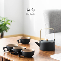 Thirty-year comparison wing lifting beam pot kung fu tea set household small set living room simple tea set ceramic tea cup gift box