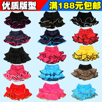 CHILDREN GIRLS LATIN DANCE SKIRT BAO WEN PRACTICE BLACK RED LOWER BODY DANCE SKIRT SHORT SKIRT SKIRT SUMMER