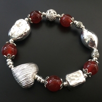 Sweet Candy Pure Silver Engraving Red Agate Transport Bracelet Handwoven Fashion Accessories DD18