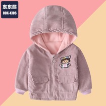 2021 autumn and winter clothes new girls corduroy coat children baby fleece coat Top children zipper Joker