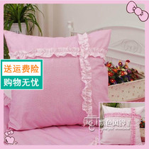 Wedding Pink Korean Style Princess Bed Accessories All-cotton Square Pillow Square Pillow Lean back cushion Pillow Holding Pillow Cover