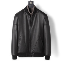 Pure cowhide genuine leather jacket mens first layer cowhide baseball collar leather jacket 2022 new spring and autumn thin coat