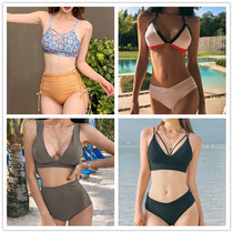 Net red Korean version of the super fairy conservative sexy split bikini small chest gathered high waist cover belly thin hot spring swimsuit woman