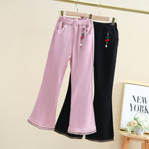 Girl spring and autumn pants 2021 autumn new girl micro-La trousers Childrens Big Boy foreign style fashionable bell pants thin