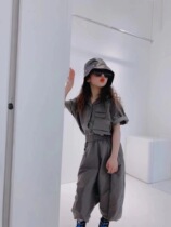 Korean childrens clothing girls spring new Western style short-sleeved suit Korean fashion childrens fashionable tooling two-piece tide