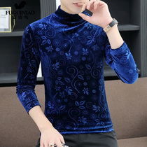 Rich Bird Long Sleeve T-Shirt Men's Winter Korean Slim Fashion Large Size Plus Cashmere Warm Gold Velvet Men's Backing Shirt