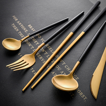 304 stainless steel Black Gold series knife and fork spoon Western food set steak knife coffee spoon
