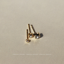 Washable base wild American original 14K gold CZ zircon stud earrings edging high sense niche earrings