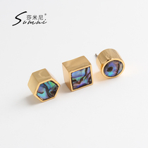 sumni Samini 18K gold 925 silver color shell geometric three-dimensional earrings female personality temperament chic tide