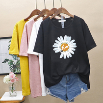 Ultra Fat Big Code Female dress Charter Big code Fat mm Summer clothes Fat sister BAO WELN lips Bamboo Festival cotton short sleeve T-shirt Garage