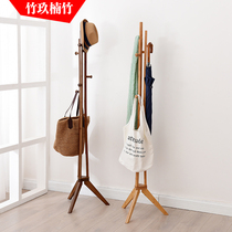 Nanzhu coat rack Floor clothes rack Hanging hanger Simple single rod hanger hanging bag rack Bedroom household clothing rack