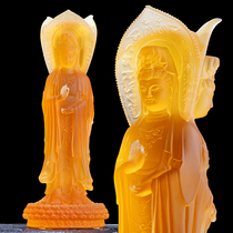 Old Fa glazed South Sea View Three-sided Buddha statue home to serve the tabletop mounting of Bodhisattva statue