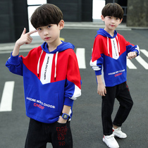 Childrens clothing boys  autumn sweater jacket 2021 new medium and large boy boys velvet thickened Korean version of the Foreign style tide clothes