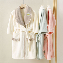 Korean childrens nightgown absorbent quick-drying autumn and winter children thick warm bathrobe boys and girls cartoon bathrobe