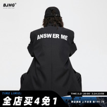 Spring letter print Korean edition OVERSIZE suit is very wide hanging feeling loose mens and womens same suit couple coat