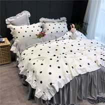 ins girl heart princess style four-piece set of Korean cotton cotton sheets quilt cover bed podium Net red bedding 4