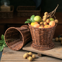 Chinese imitation vine choreography fruit basket picnic large number water fruit basket Vegetable Snack Basket Home Desk Face Containing Basket