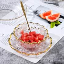 Phnom Penh Glass Bowl Dessert Salad Bowls Dish Suit Nordic Ins Wind Home Little Water Fruit Pan Creative Light Lavish Cutlery