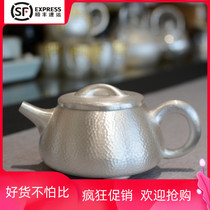 Sterling silver pure handmade hammer bubble teapot sterling silver 999 a handmade silver pot tea maker home