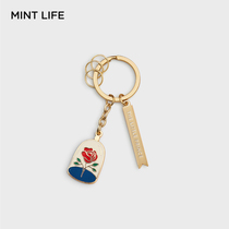 (Hundred words cut) Little Prince Rose Keychain Metal Keychain Birthday Gift Gift Couples Flower Design Car Key Ring Hanging Pendant